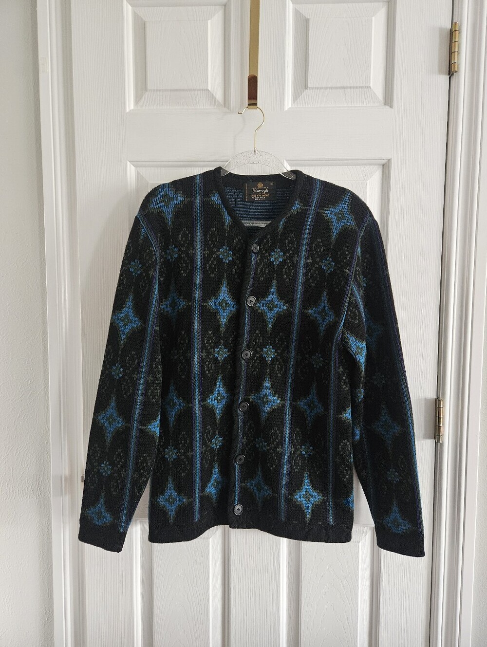 Vintage 70s Norvyk By Ren-dale Pure Virgin Wool Ski Button Front Cardigan
